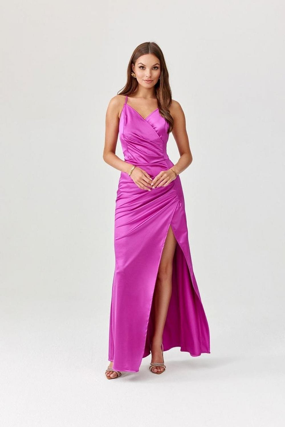 Robe Drappee Chic Violette Longue 2