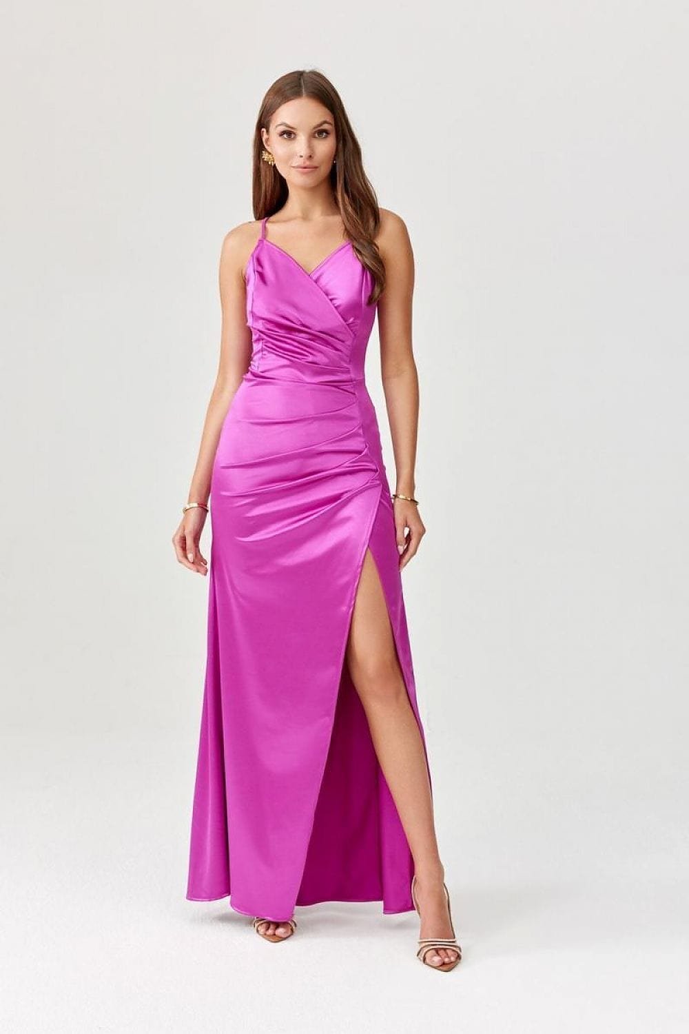 Robe Drappee Chic Violette Longue 3