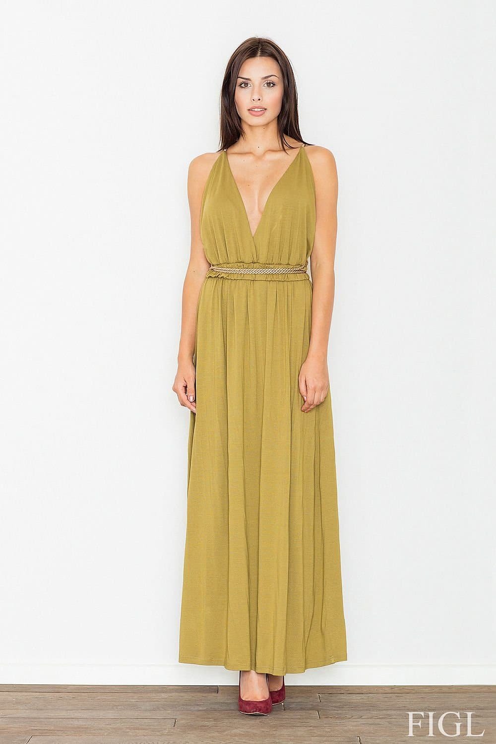 Robe Empire Longue Jaune Moutarde S
