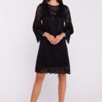 Robe En Dentelle Manches Longues Noir S