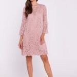 Robe En Dentelle Manches Longues Rose Poudre S