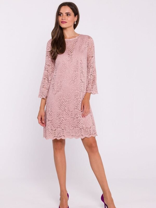 Robe En Dentelle Manches Longues Rose Poudre S