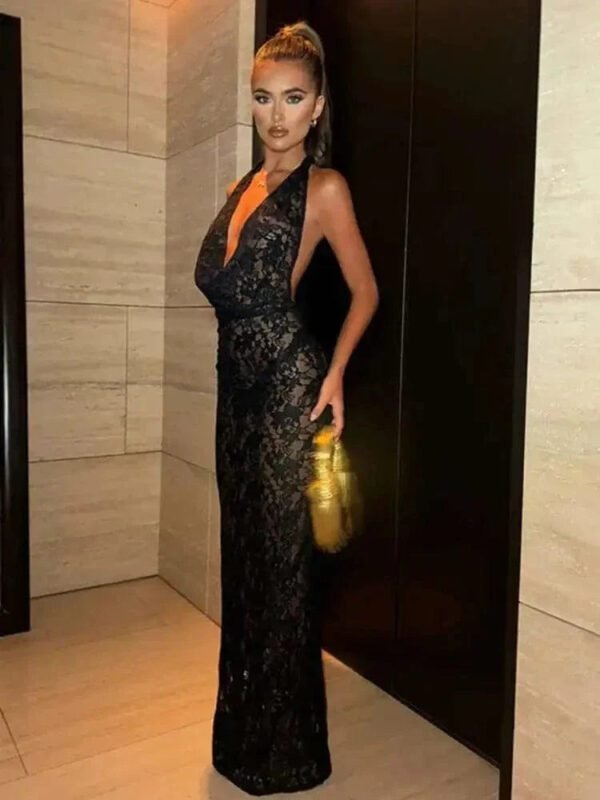 Robe En Dentelle Noire Longue Dos Nu Noir S