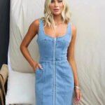 Robe En Jean Courte Zip A Lavant Bleu S