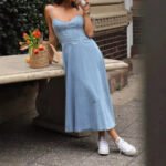 Robe En Jean Dete Midi Casual