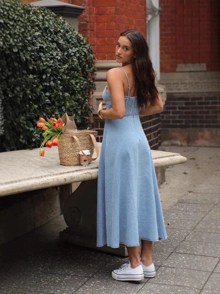 Robe En Jean Dete Midi Casual 2