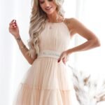 Robe En Tulle Courte Beige Beige 34