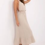 Robe Ete Beige Midi En Gaze De Coton Dos Nu 2