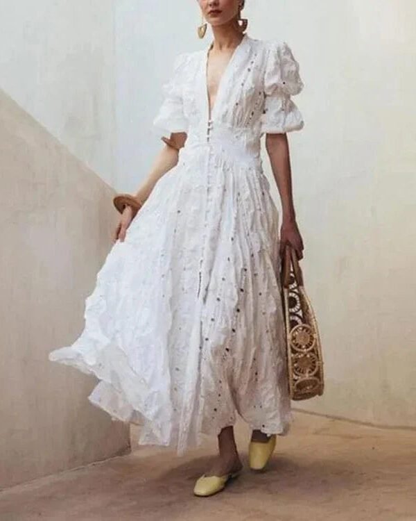 Robe Ete Blanche Fluide Boho Blanc S