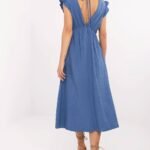 Robe Ete Bleue Midi En Gaze De Coton 2