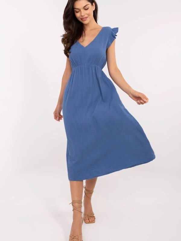 Robe Ete Bleue Midi En Gaze De Coton Bleu Taille Unique