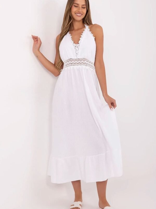 Robe Ete Boheme Blanche Details En Dentelle Blanc Taille Unique