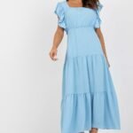 Robe Ete Boheme Champetre Longue Bleu Taille Unique