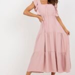 Robe Ete Boheme Champetre Longue Rose Poudre Taille Unique