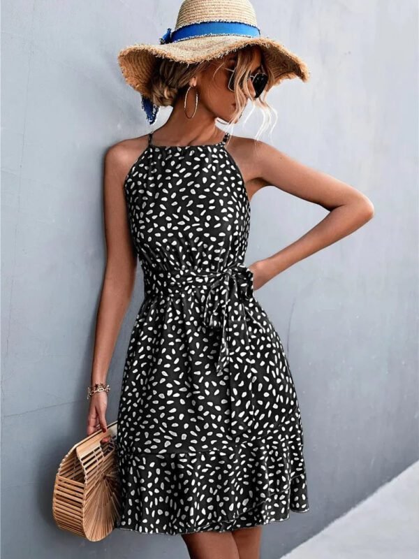 Robe Ete Boheme Courte A Bretelles Noir S