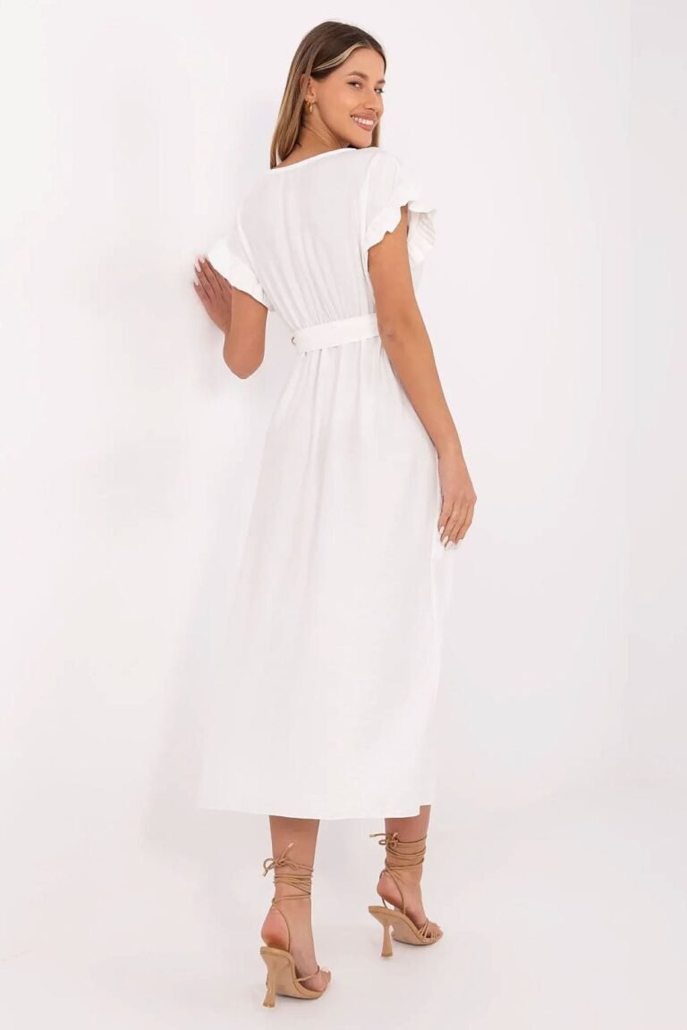 Robe Ete Boheme Midi Fendue Blanche 2