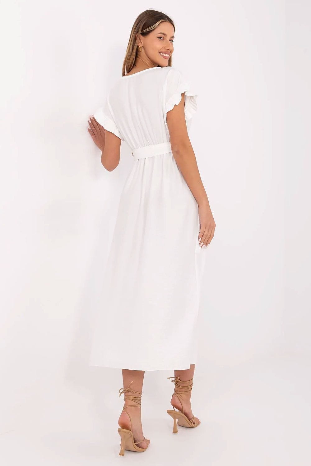 Robe Ete Boheme Midi Fendue Blanche 2