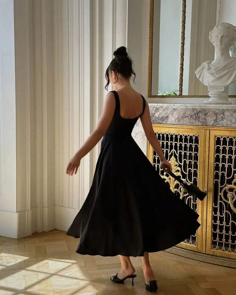 Robe Ete Chic Col Carre Sans Manches Trapeze 4