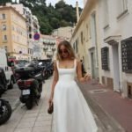 Robe Ete Chic Col Carre Sans Manches Trapeze Blanc S