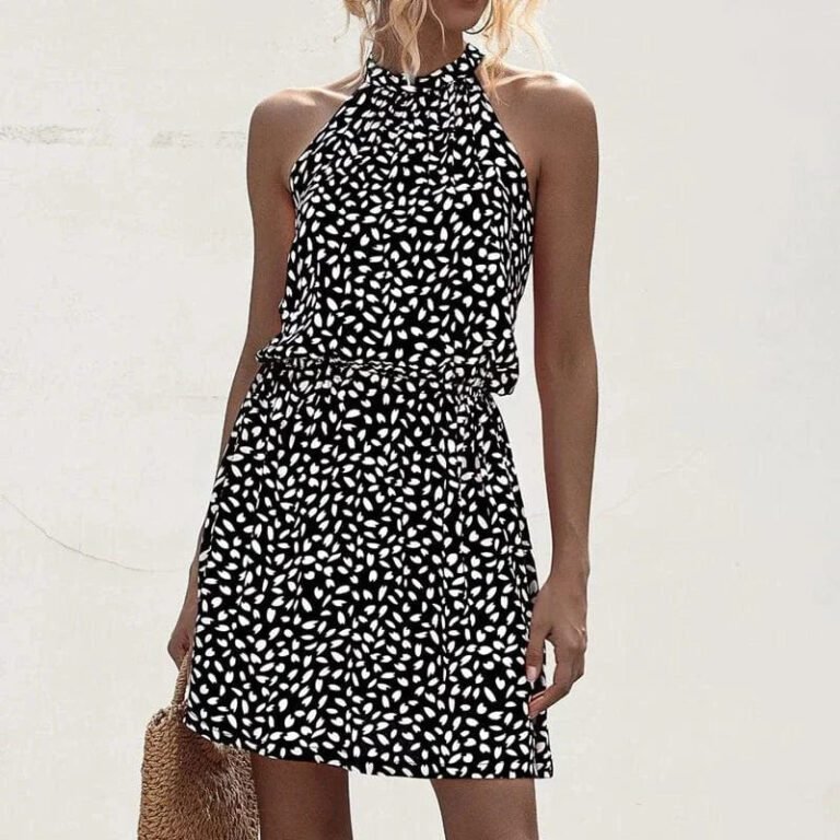 Robe Ete Courte A Pois Col Halter 4