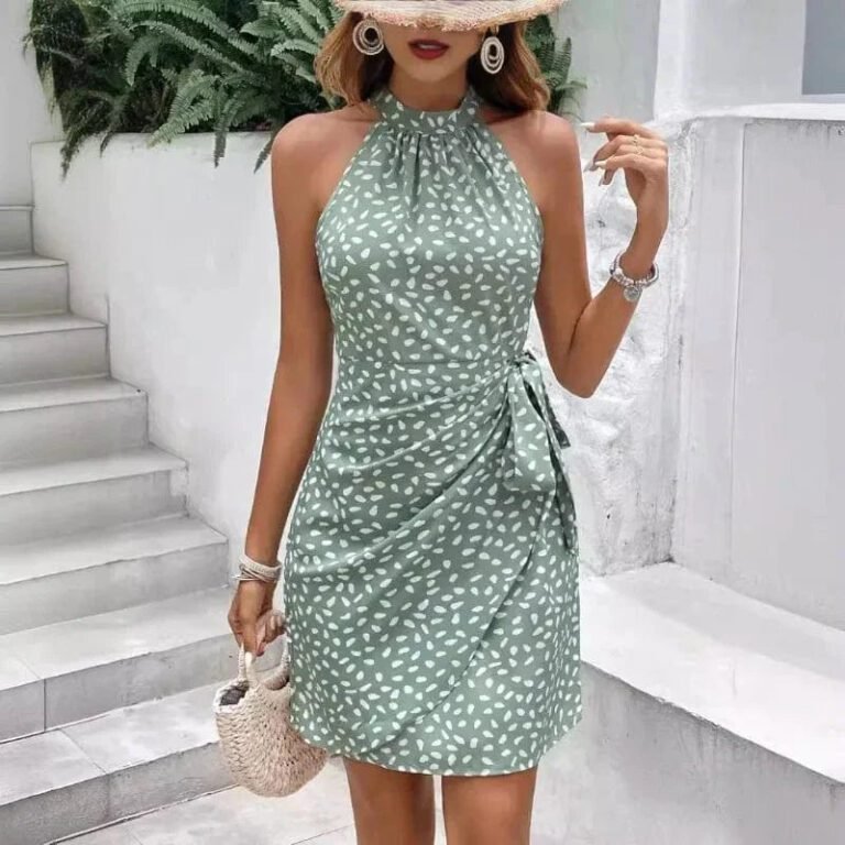 Robe Ete Courte Drappee Sans Manches