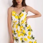 Robe Ete Courte Fluide Imprime Citron Multicouleur Taille Unique