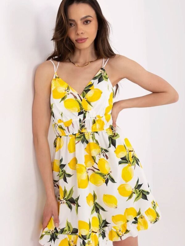 Robe Ete Courte Fluide Imprime Citron Multicouleur Taille Unique