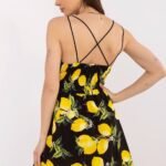 Robe Ete Courte Motif Citrons A Bretelles