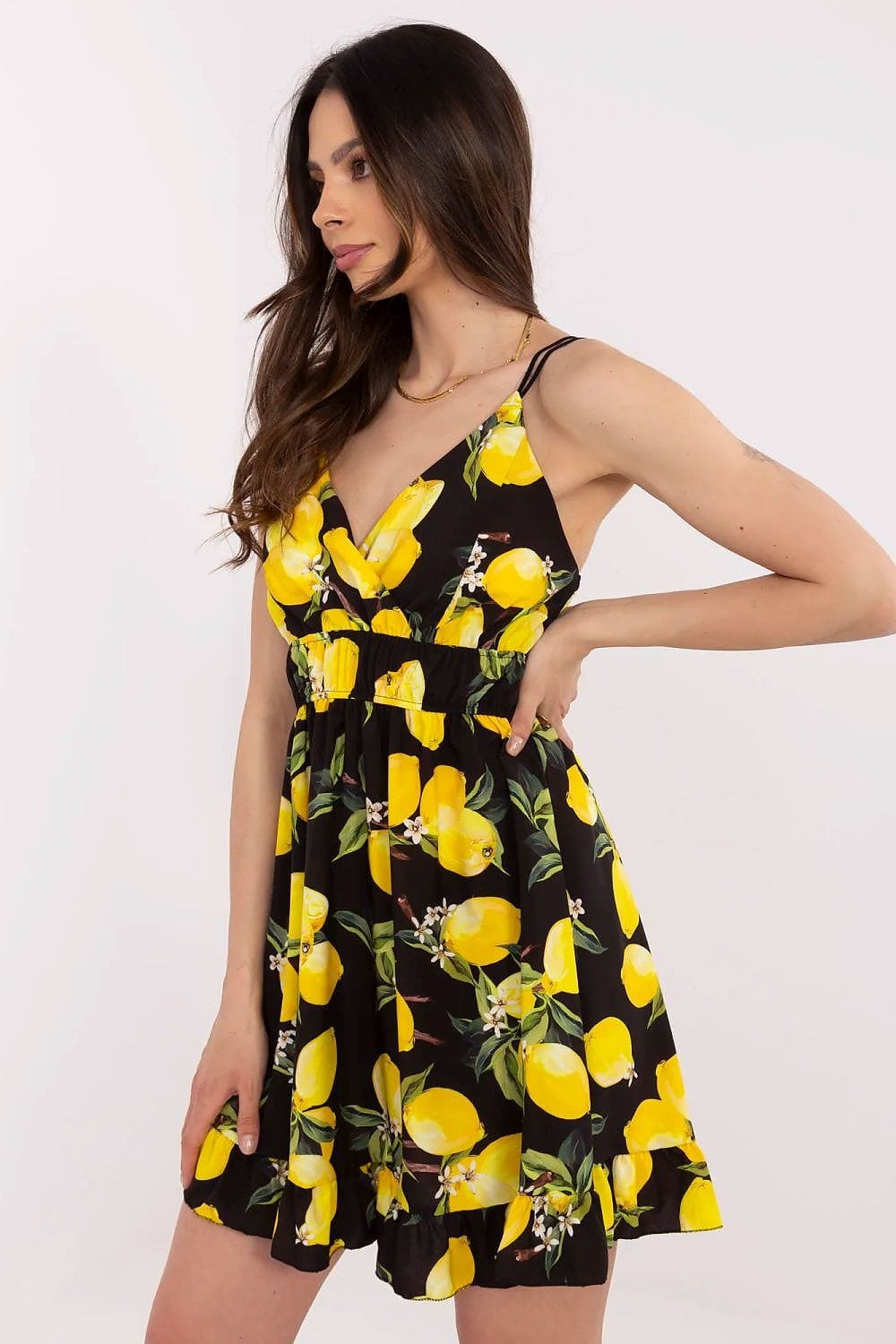 Robe Ete Courte Motif Citrons A Bretelles 2