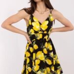 Robe Ete Courte Motif Citrons A Bretelles Multicouleur Taille Unique