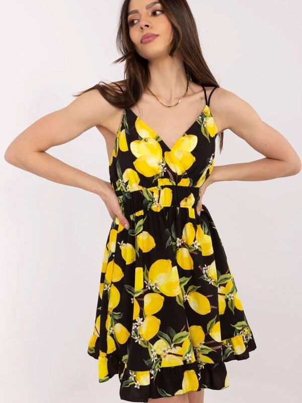 Robe Ete Courte Motif Citrons A Bretelles Multicouleur Taille Unique