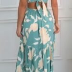 Robe Ete Dos Nu Longue Tropicale Fluide
