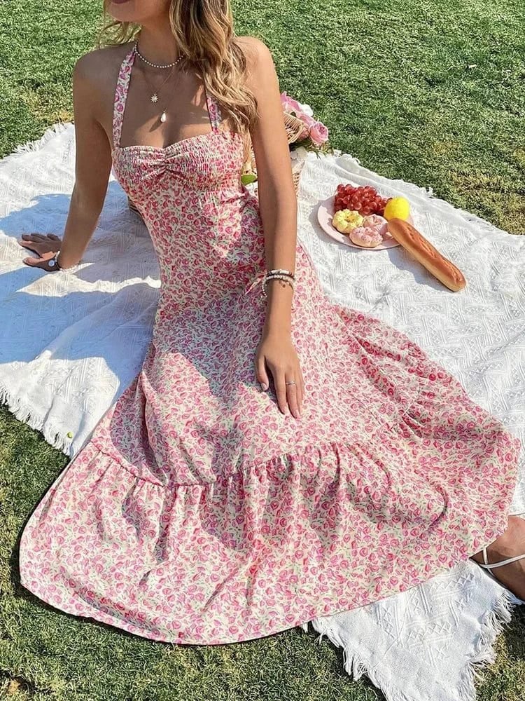 Robe Ete Dos Nu Midi Fleurie Boheme 4