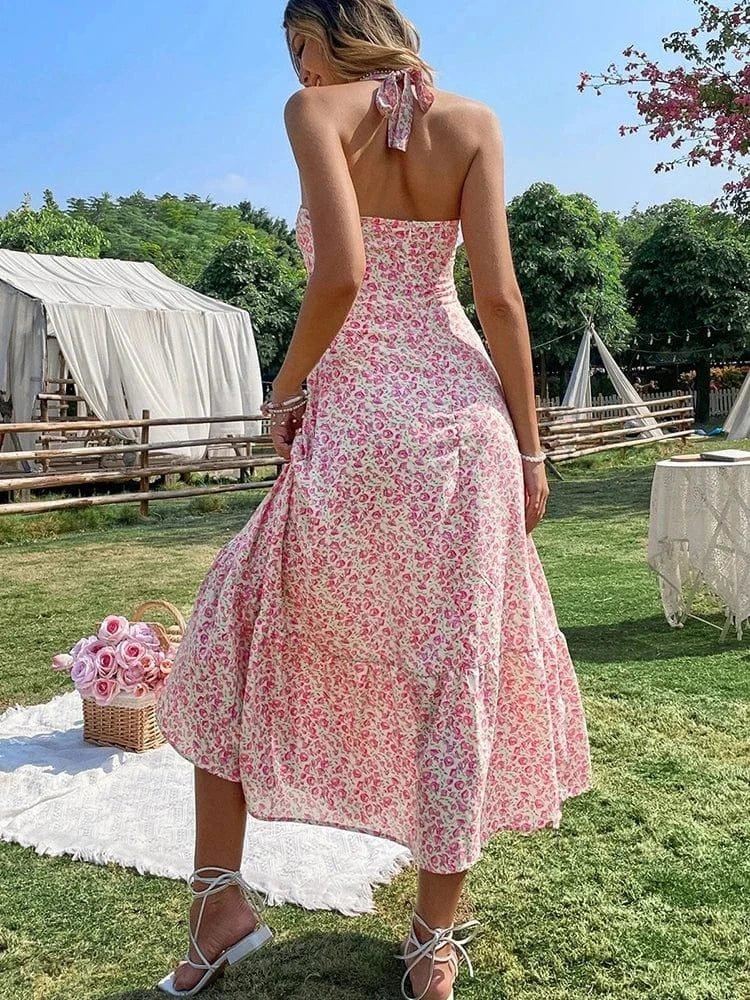 Robe Ete Dos Nu Midi Fleurie Boheme 5