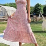 Robe Ete Dos Nu Midi Fleurie Boheme Rouge Xs