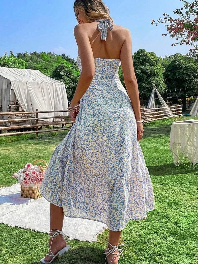 Robe Ete Dos Nu Midi Fleurie Boheme
