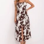 Robe Ete Fendue Imprime Animal Multicouleur Taille Unique