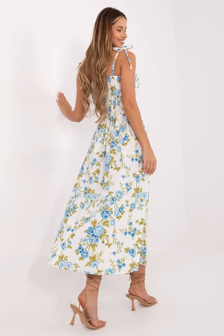 Robe Ete Fleurie A Boutons Fendue Midi 3