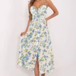 Robe Ete Fleurie A Boutons Fendue Midi Multicouleur Taille Unique