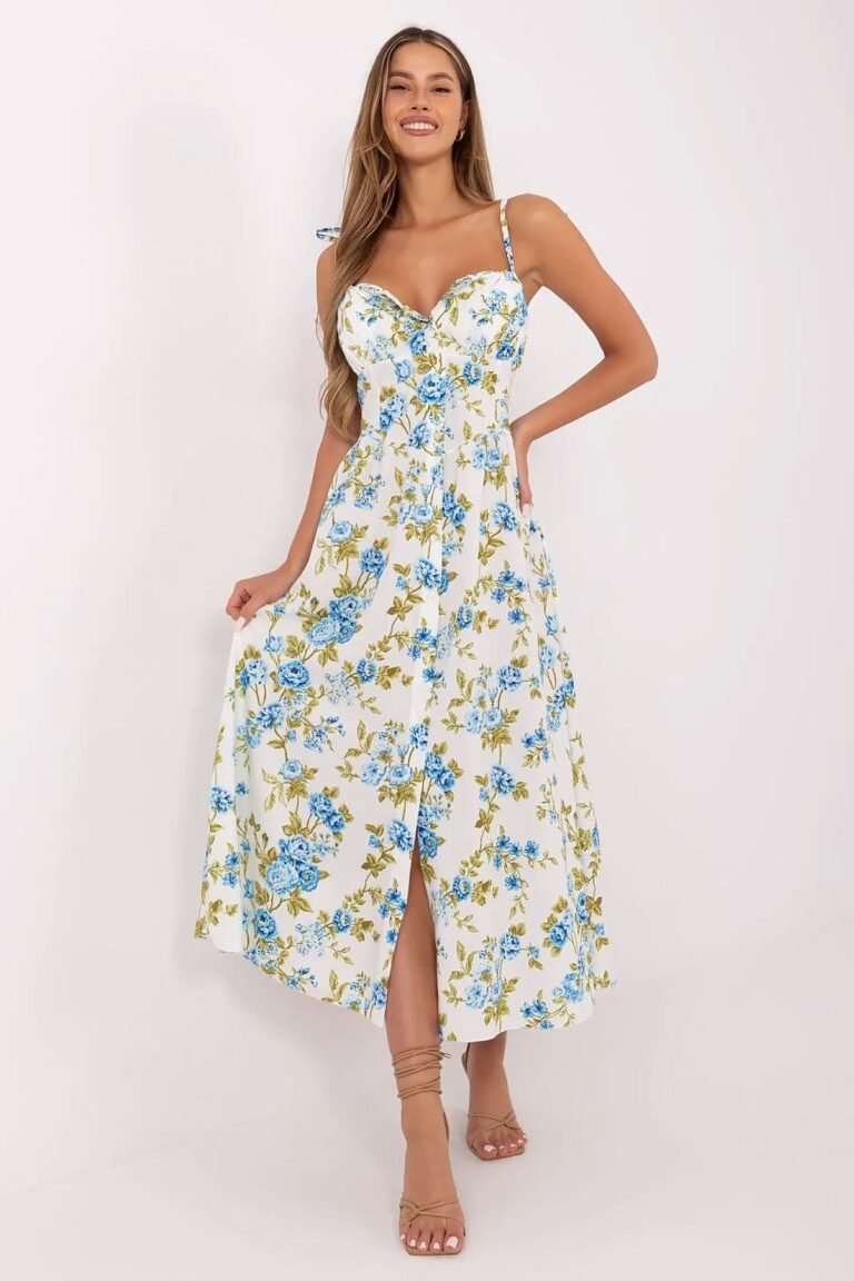 Robe Ete Fleurie A Boutons Fendue Midi Multicouleur Taille Unique