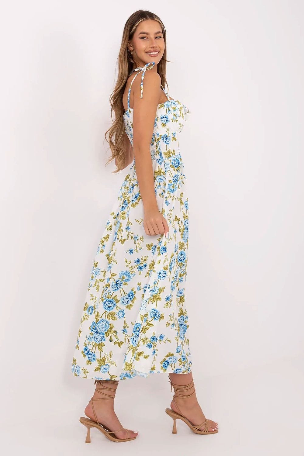 Robe Ete Fleurie A Boutons Fendue Midi