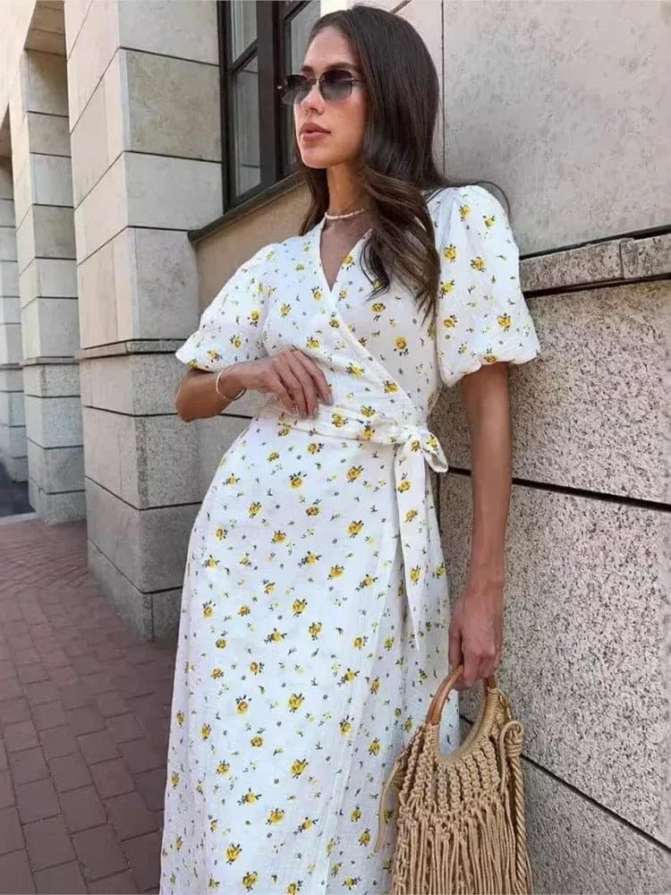 Robe Ete Fleurie Longue Blanche