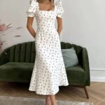 Robe Ete Fleurie Midi Col Carre