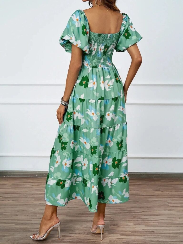 Robe Ete Florale Epaules Denudees Midi 4