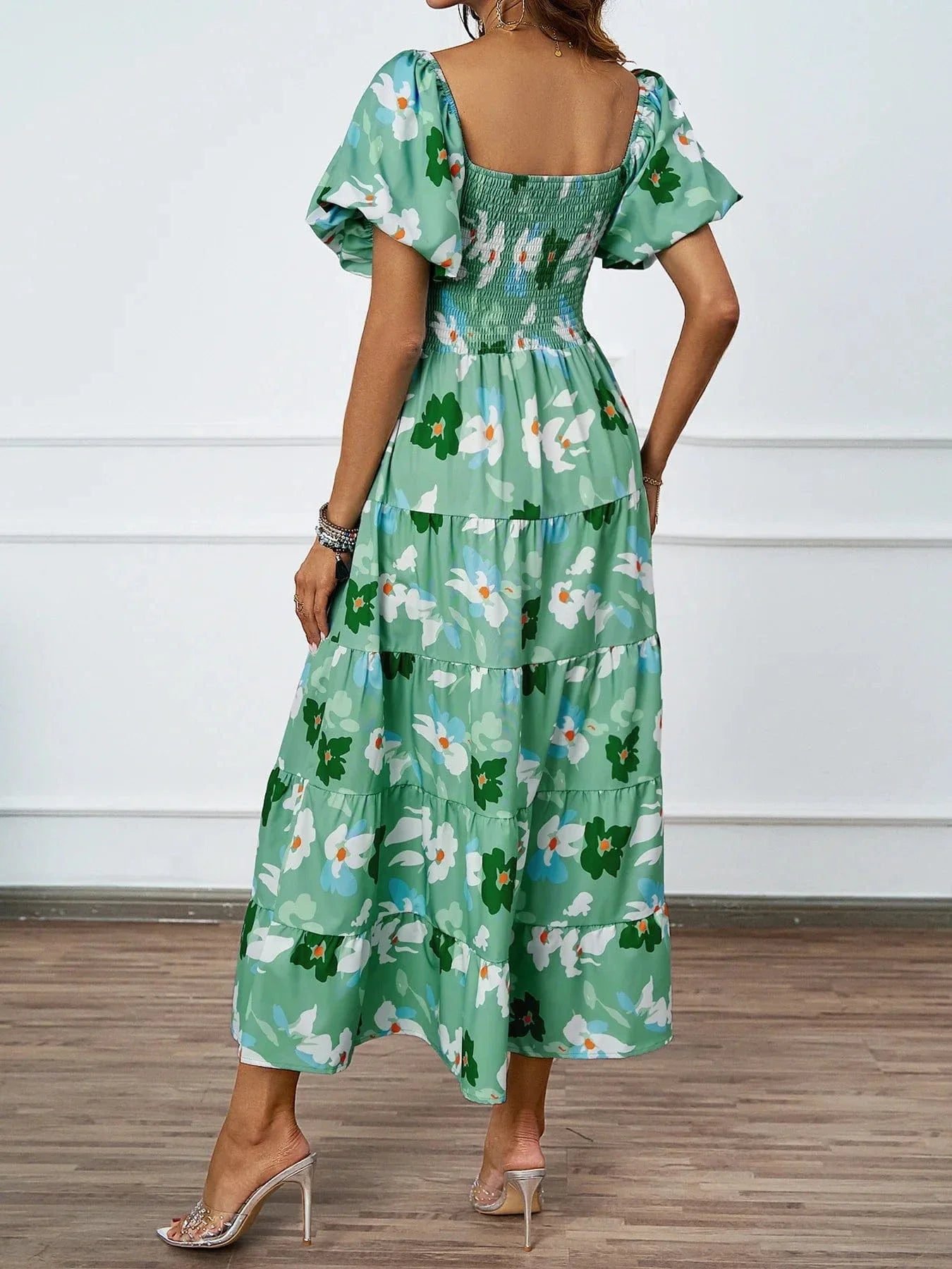 Robe Ete Florale Epaules Denudees Midi 4