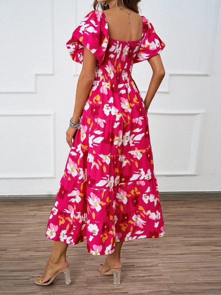 Robe Ete Florale Epaules Denudees Midi 6