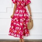 Robe Ete Florale Epaules Denudees Midi Rose S