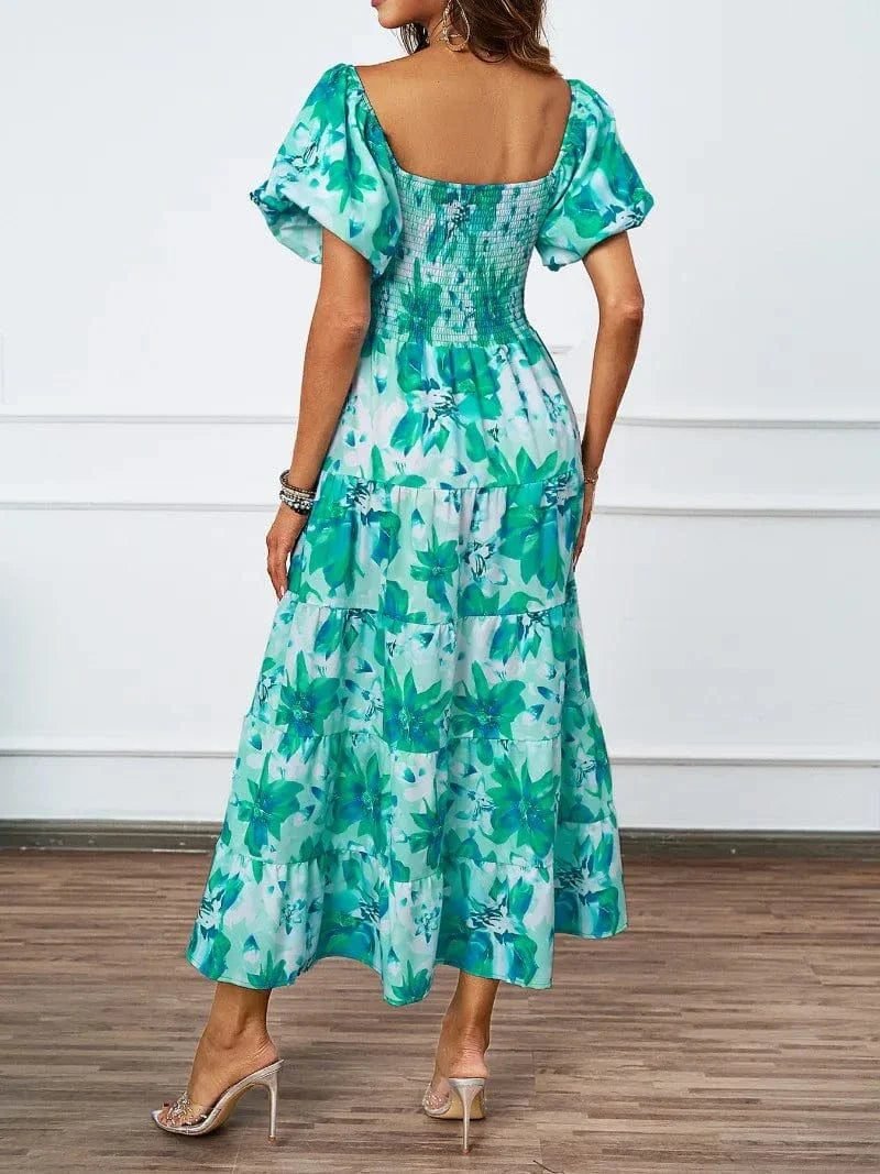 Robe Ete Florale Epaules Denudees Midi