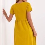 Robe Ete Jaune Moutarde Casual Manches Courtes