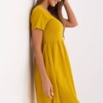 Robe Ete Jaune Moutarde Casual Manches Courtes 2